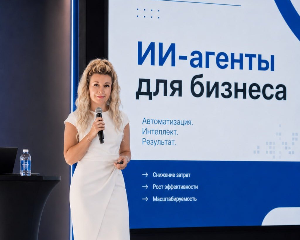Илона Минкевич выступает с докладом «ИИ-агенты для бизнеса»
